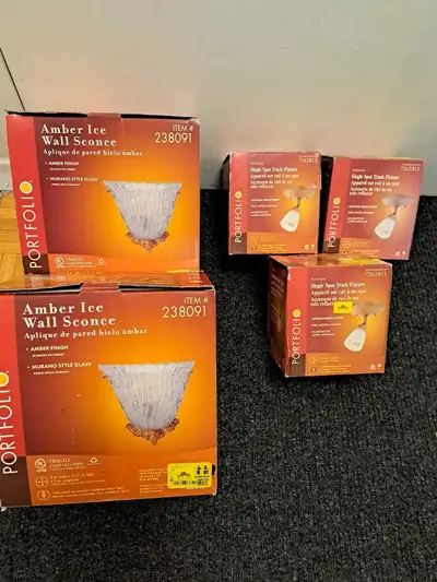5 Light fixtures - 2 Wall Sconce + 3 Single Spot Track, View more