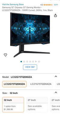 NEW! $1,581.99 Samsung Odyssey G7 32" Curved Gaming Monitor 240H