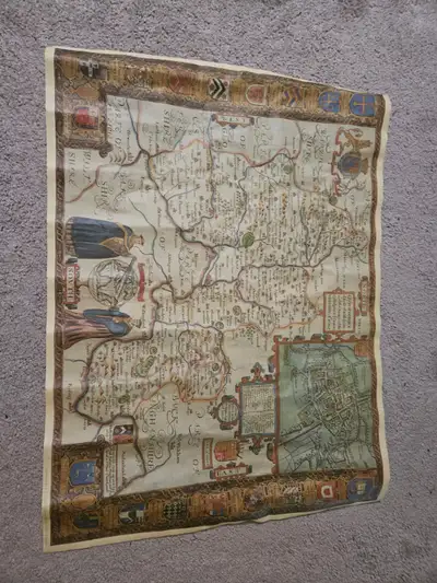1626 John Speed Map of Oxfordshire England, Poster Print 26x19.5, View more