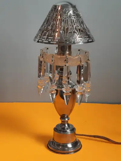 Decorative Silvered Table Lamp With Prisms, View more