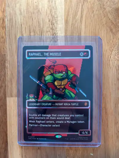 Pristine Raph the muscle, surge foil, pixel art. Magic the gathering card