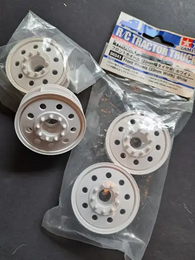 Here's a great opportunity to upgrade your R/C Tractor Truck with a set of premium TAMIYA 22mm-wide...