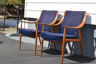 mid century teak lounge chairs, View more