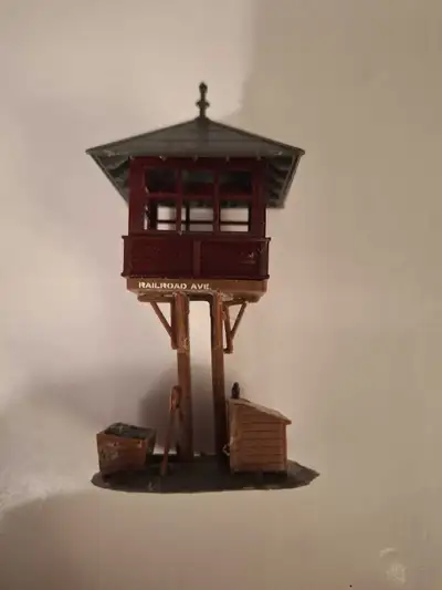 Ho scale model train elevated gate house, View more