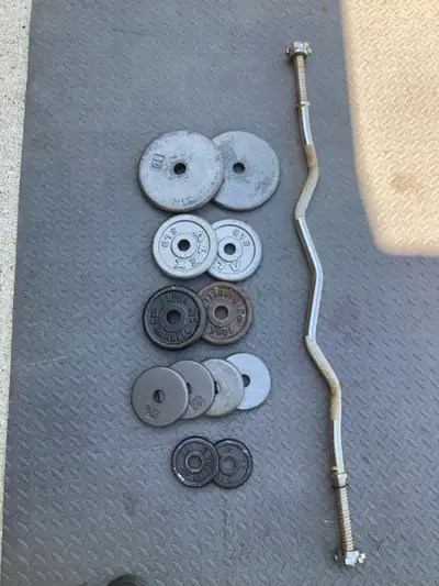 Curl Bar, Weights 65lbs, View more