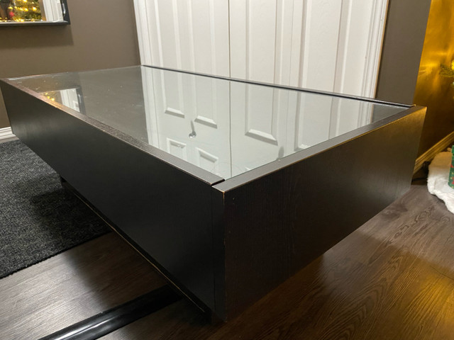 Coffee Table - Glass Top with side storage  in Coffee Tables in Edmonton - Image 2