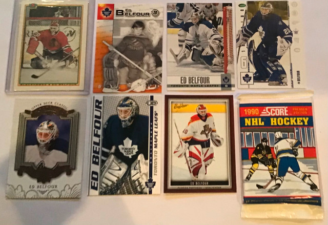 NHL HOFer Goalie Ed Belfour Rookie +  6 Diff Cards and Pack in Arts & Collectibles in Guelph