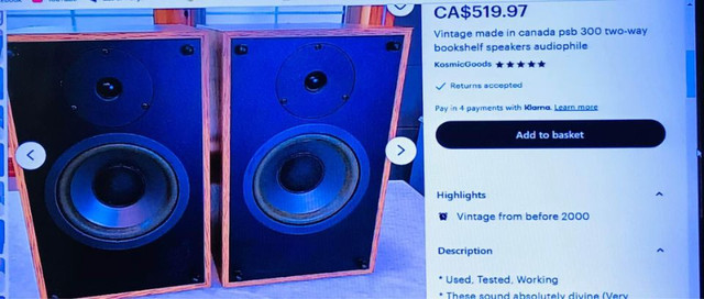 CANADIAN VINTAGE PSB 300 TWO WAY BOOKSHELF SPEAKERS Speakers