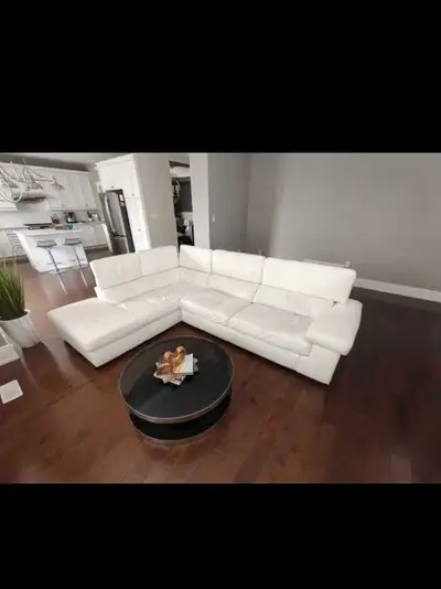 white genuine leather sectional, View more