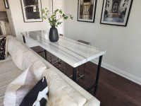 Custom-made Metal High Marble Top Dining Table