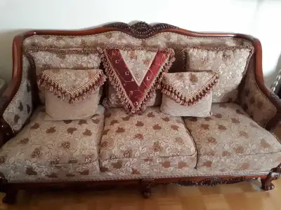 Brown Solid Wood Three Piece Sofa Set, View more