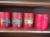 4 x Red 1940 Vintage Oxford Brand Large Tins