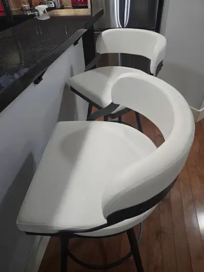 BAR STOOLS (2) Faux white leather, View more