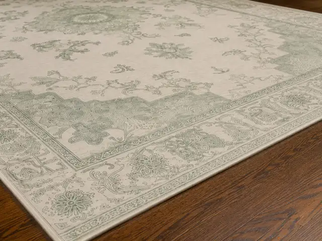 Floral Medallion Area Rug in Ivory, Sage, and Cream in Rugs, Carpets & Runners in Ottawa - Image 7