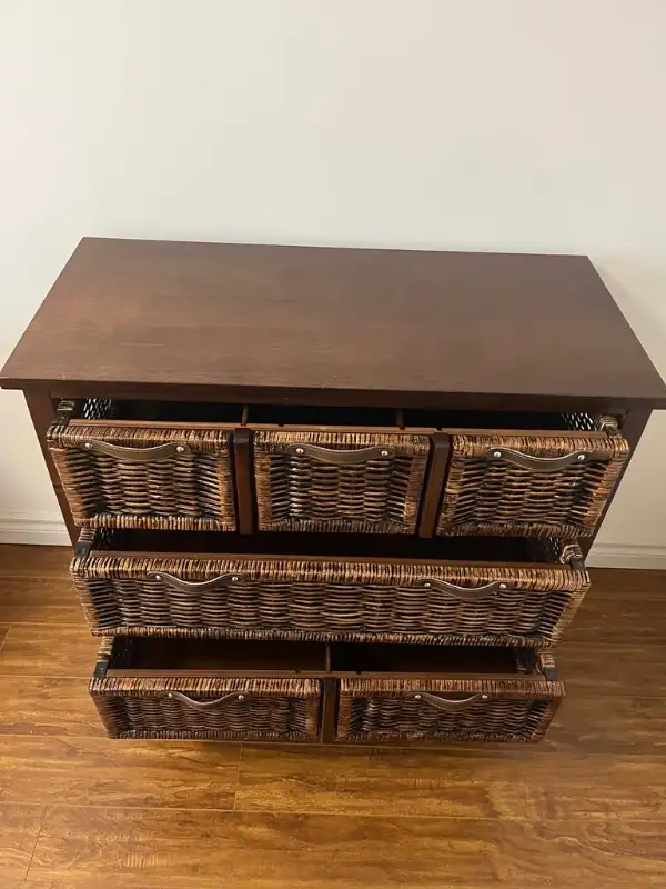Wood and Wicker Drawer Storage Chest / Dresser in Dressers & Wardrobes in Peterborough - Image 3