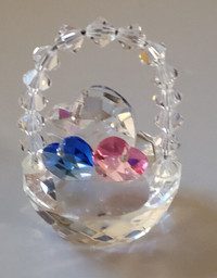 Vintage Swarovski Crystal Miniature Basket with Hearts