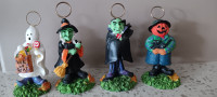 HALLOWEEN WITCH DRACULA PUMPKIN BOBBLE FIGURES 3"