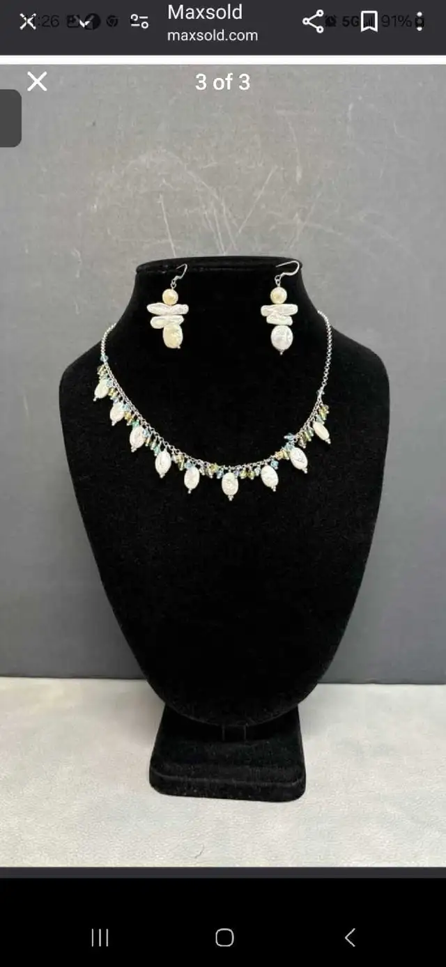 925 Silver and Pearl  Necklace Earrings Jewelry Set - M in Jewellery & Watches in City of Toronto - Image 4
