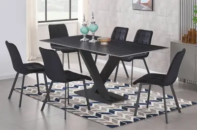 SINTERED STONE DINING TABLE WITH 6 CHAIRS HIGH CLASS (BLACK), View more