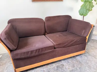 Vintage MCM Loveseat brown velvet, View more
