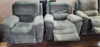 Sofa with recliner seats + two recliner chairs.