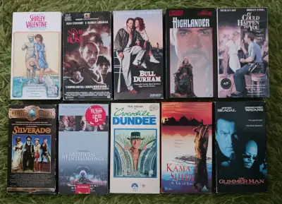 For sale a lot of Vintage VHS Movies $2.00 Each-Kline/Connery/Hogan/Costner Here is the list: -Paul...