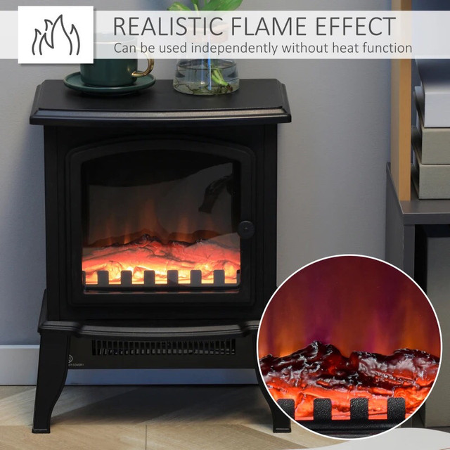 Electric Fireplace Heater, Freestanding Fireplace Stove with Rea in Fireplace & Firewood in Oshawa / Durham Region - Image 2
