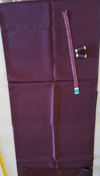 Deep purple Satin material, zipper, Guttenberg thread
