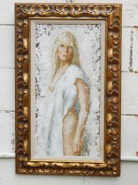 Original Alex Schloss oil painting "Girl", Plaza Hotel Gallery