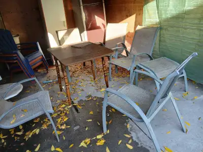 6pc Garden chairs + foot rest, View more