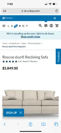 Lazy Boy - Roscoe Power Reclining Sofa