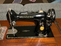 Antique Singer Sewing Machine 201-3 with Cabinet