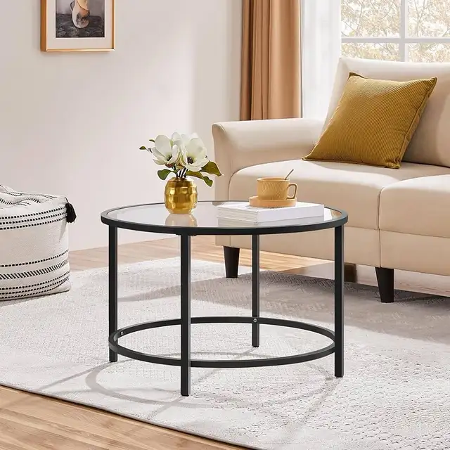 27.6" Round Glass Coffee Table, Small Coffee Table for Living Ro in Coffee Tables in Markham / York Region - Image 2