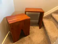 Unique heavy wood nesting tables