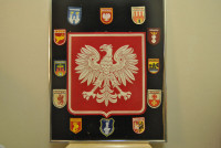 VINTAGE POLAND GLASS WALL EAGLE POLSKA CREST