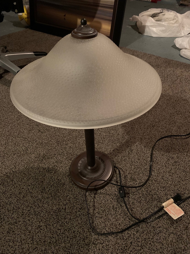 ONLY $25! TABLE LAMP-ALMOST NEW! METAL/GLASS/WOOD-PERF. COND. in Indoor Lighting & Fans in City of Toronto