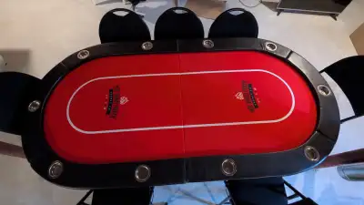 Folding poker table and chairs in great condition. Table is 85" L x 42"W x 30" H. Comes with two set...