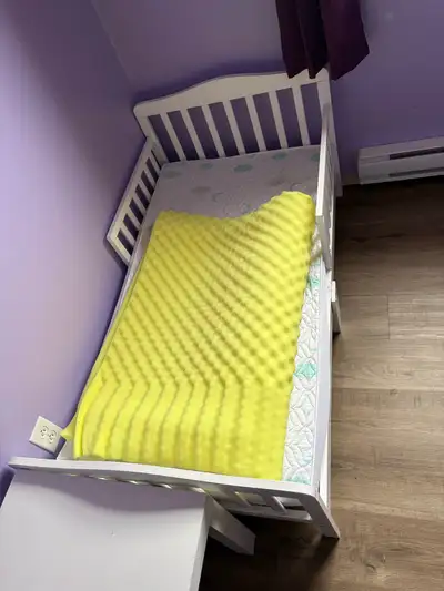 White Toddler Bed with Mattress, memory foam!, View more