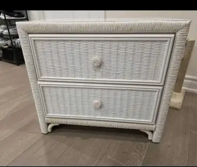 Vintage Faux Wicker Nightstand, View more