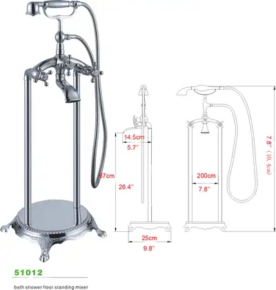 Freestanding Cross Knobs Handle Faucet Bathtub Shower 022295, View more