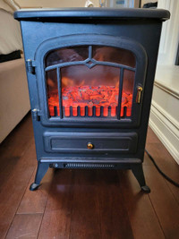 16" Free Standing Electric Fireplace Heater Black