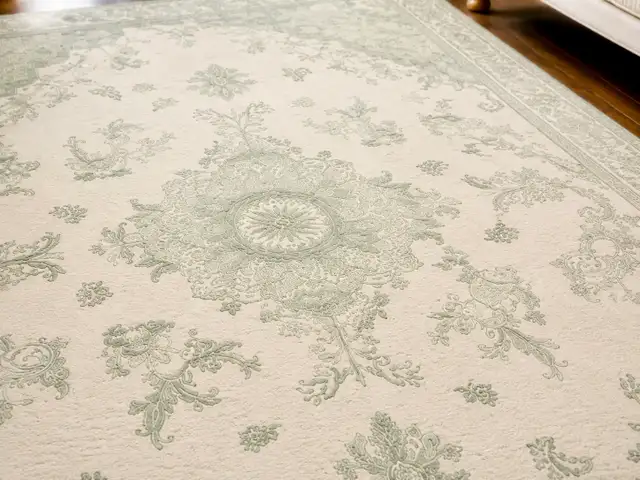 Floral Medallion Area Rug in Ivory, Sage, and Cream in Rugs, Carpets & Runners in Ottawa - Image 4