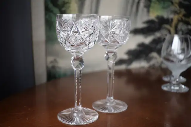 Brilliant Cut Crystal Hock Wine Glasses62863269924738125