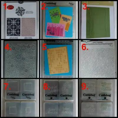 Assorted embossing folders. Brand new in sealed packaging. ***UPDATE***** #1 and #4 SOLD Sold indivi...