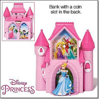Disney Princess Palace Alarm Clock & Bank & Red & White Slipper
