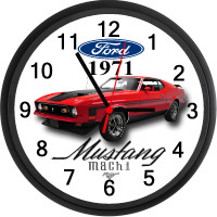 1971 Ford Mustang Mach 1 (Bright Red) Custom Wall Clock - New