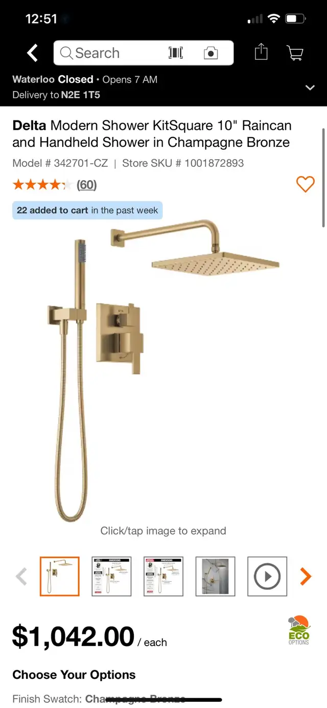 Delta Modern Shower KitSquare 10" Raincan and Handheld Shower in