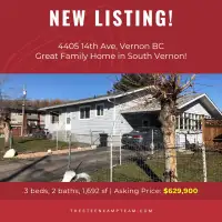 3 Bed, 2 Bath, Great Family Home in South Vernon, BC * New Roof!