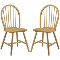 Set Of 2 Vintage Windsor Wood Chair With Spindle Back For Dinin