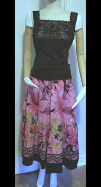 Skirt Designer Boho Style Beaded Cotton by Bellessa Small
